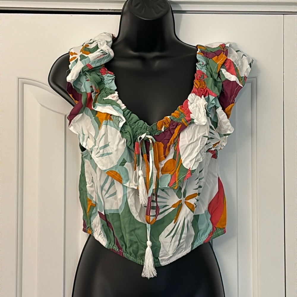 Rachel Rachel Roy Ruffle Floral Shirt Multicolor Women Size XS